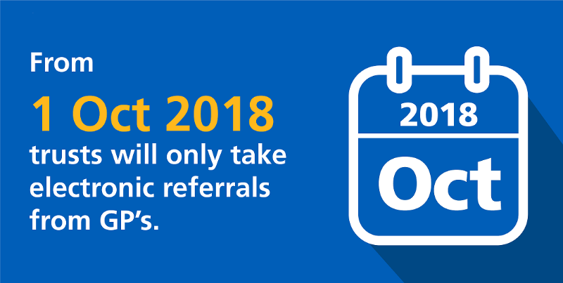 From 1 Oct 2018 trusts will only take electronic referrals from GPs